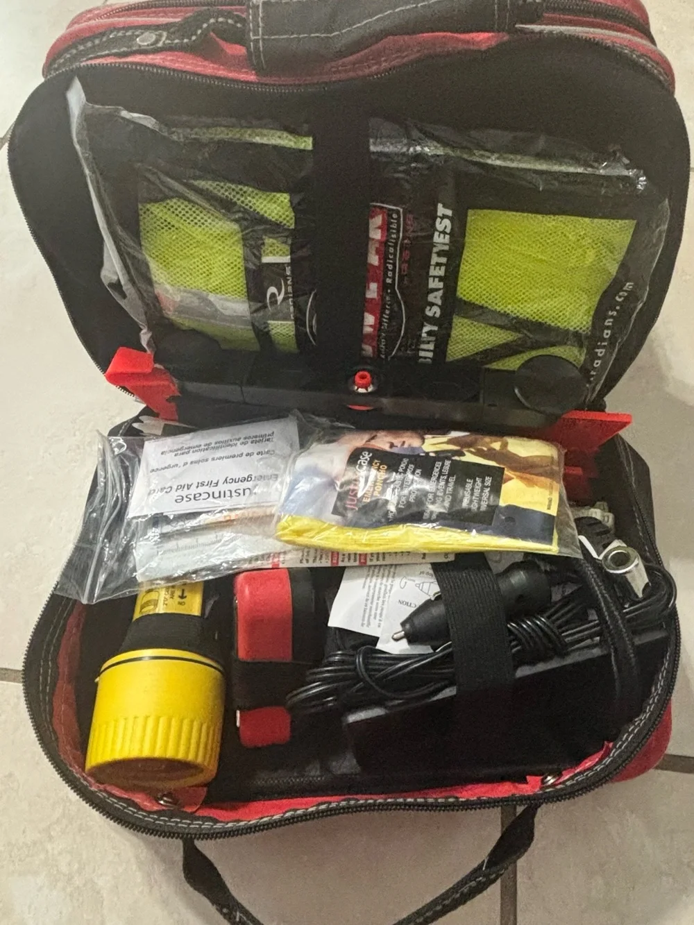Red and Black Multi-Compartment Storage Organizer Bag